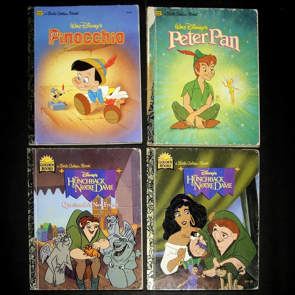 VTG Little Golden Books Lot of 4 DISNEY Hunchback Notre Dame Pinocchio 1990's